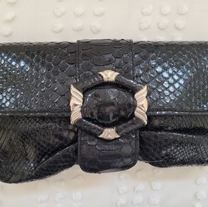 Silvano Biagini Python Snake Black Clutch Italy